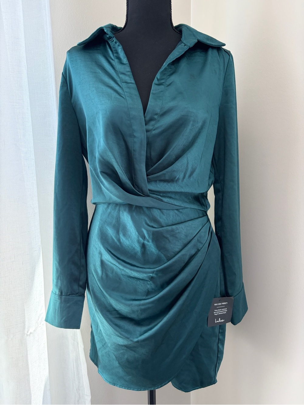 NWT Teal Satin Mini Dress size M
